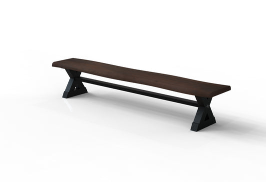 Malcolm Acacia 96″ Live Edge Dining Bench — Black