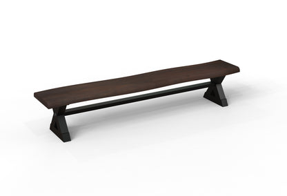 Malcolm 96" Acacia Live Edge Dining Bench - Natural + Black