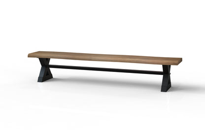 Malcolm 96" Acacia Live Edge Dining Bench - Natural + Gray