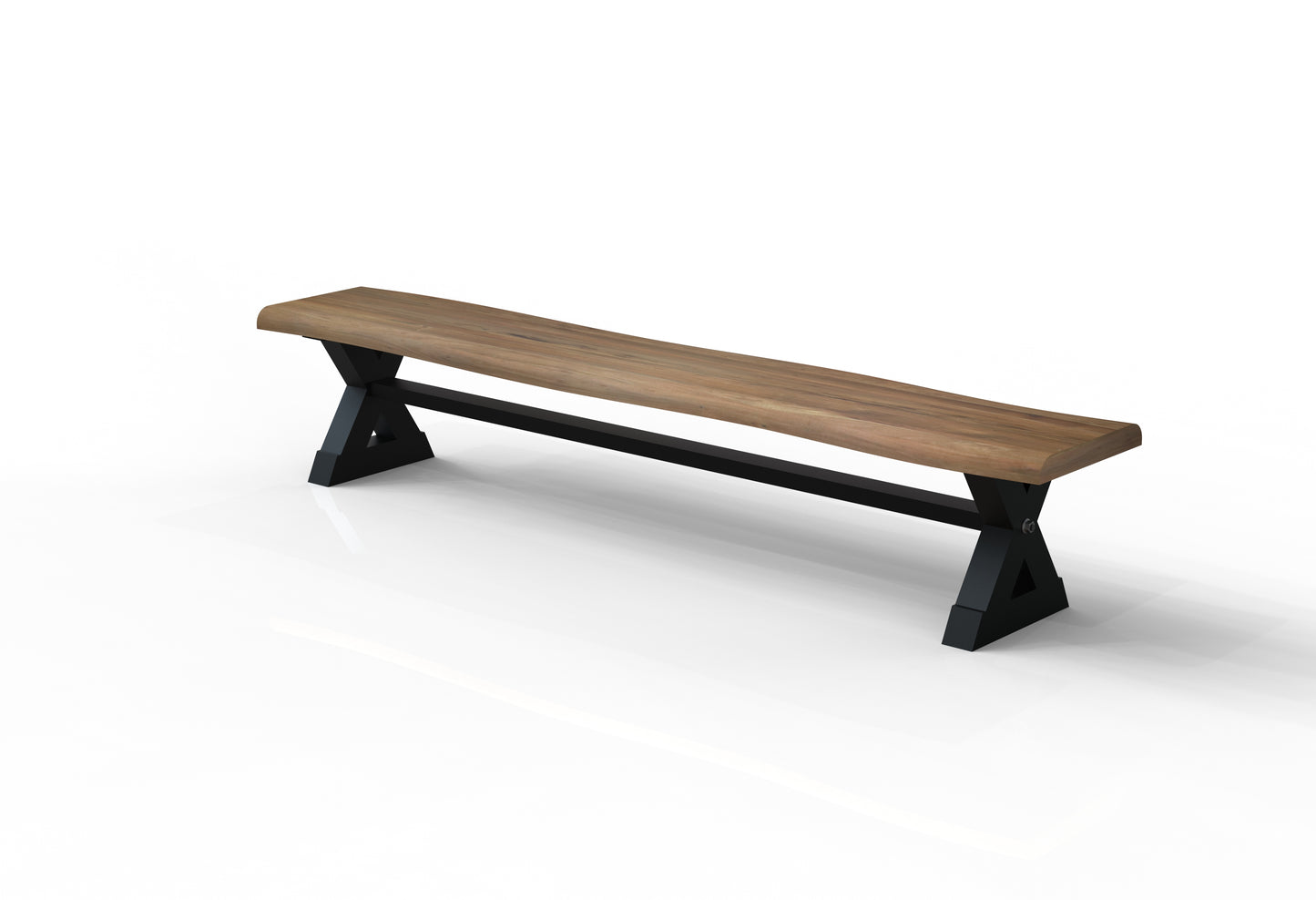 Malcolm 96" Acacia Live Edge Dining Bench - Natural + Gray