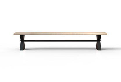 Malcolm 96" Acacia Live Edge Dining Bench - New White Wash