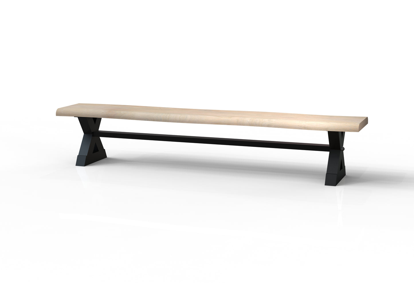Malcolm 96" Acacia Live Edge Dining Bench - New White Wash