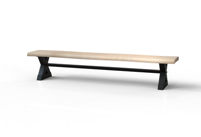 Malcolm 96" Acacia Live Edge Dining Bench - New White Wash