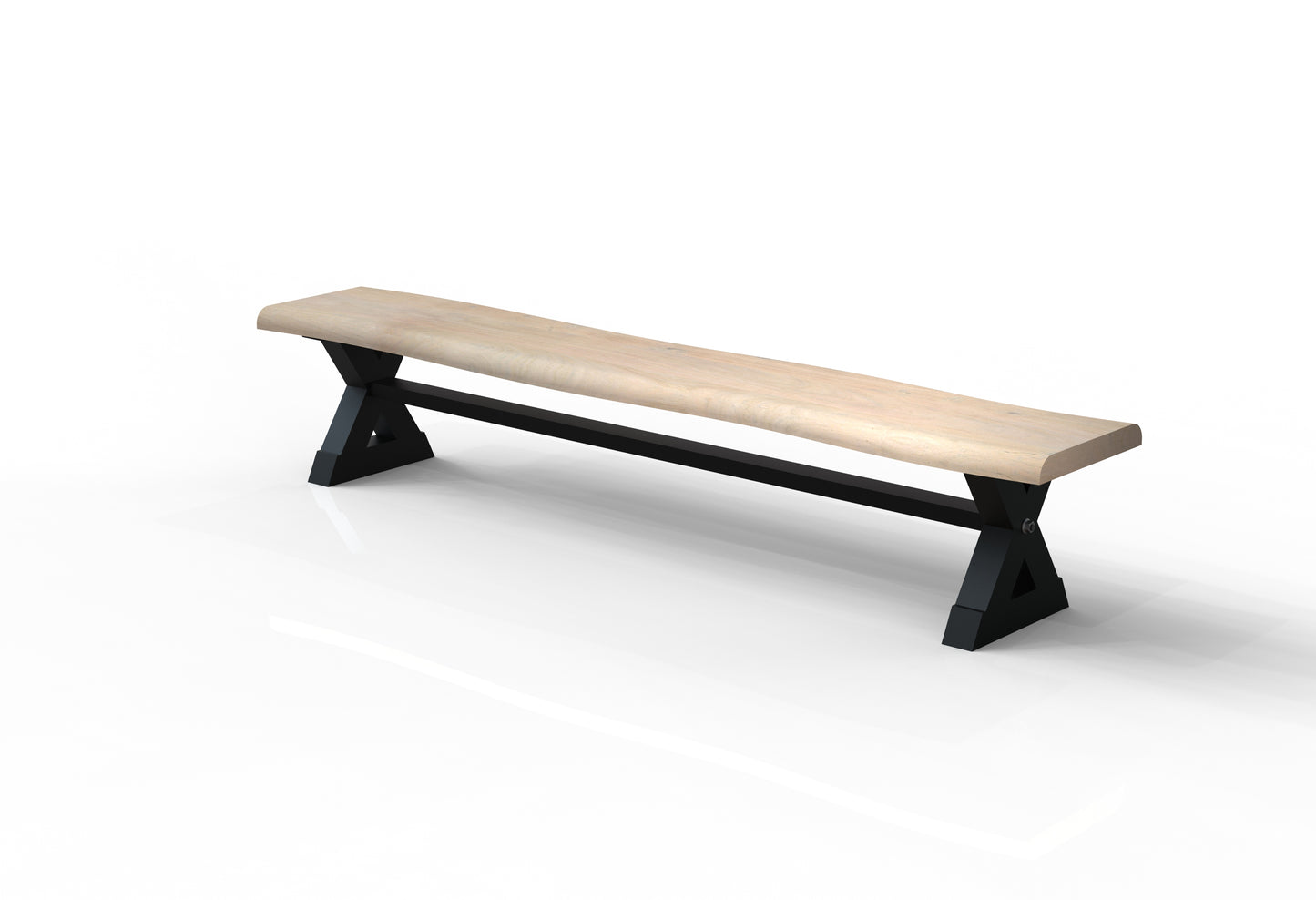 Malcolm 96" Acacia Live Edge Dining Bench - New White Wash