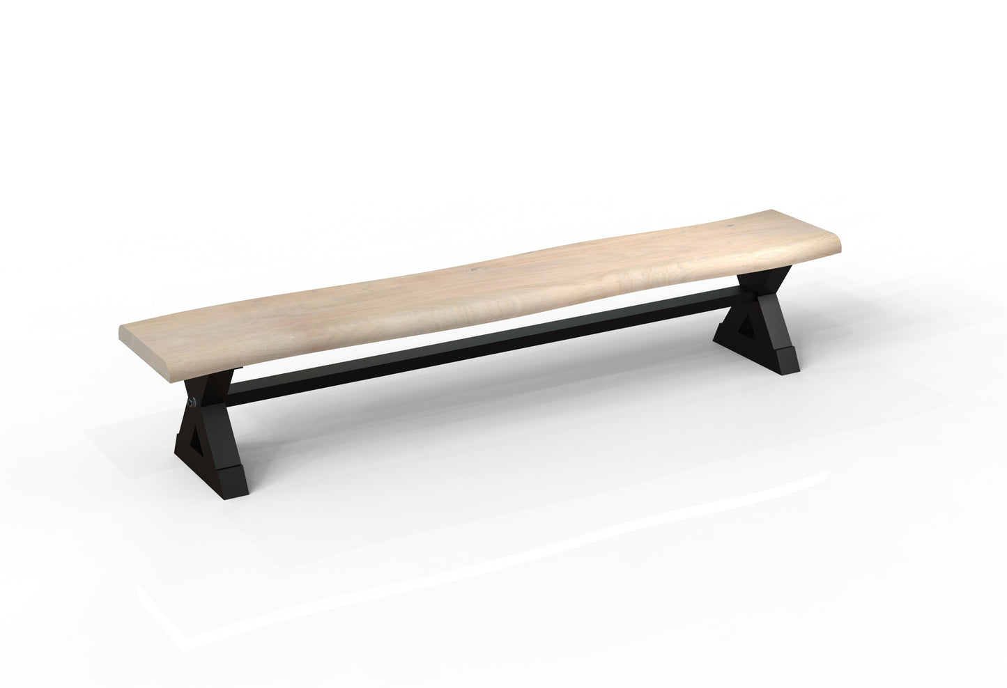 Malcolm 96" Acacia Live Edge Dining Bench - New White Wash