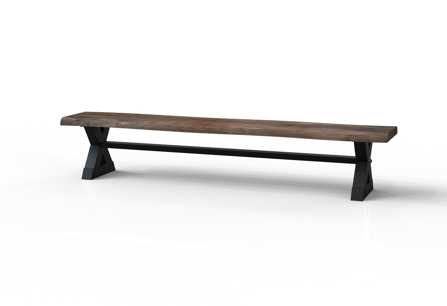 Malcolm 96" Acacia Live Edge Dining Bench - Natural + Smoke