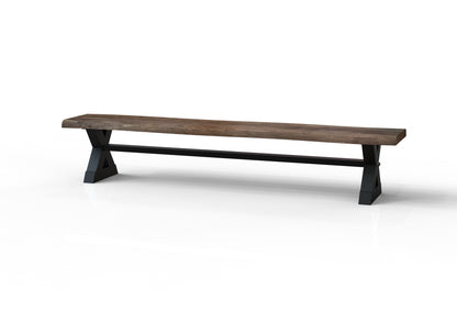 Malcolm 96" Acacia Live Edge Dining Bench - Natural + Smoke