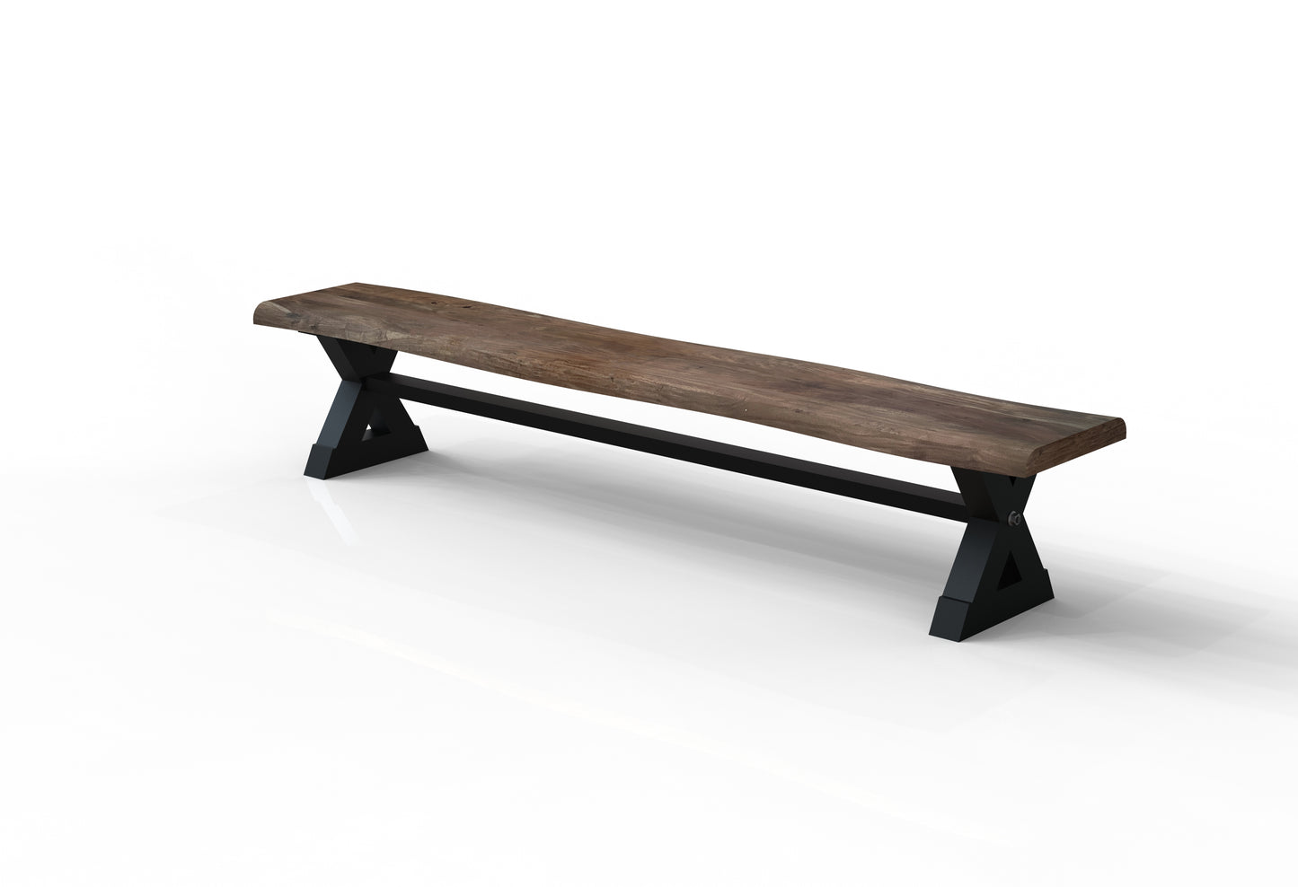 Malcolm 96" Acacia Live Edge Dining Bench - Natural + Smoke