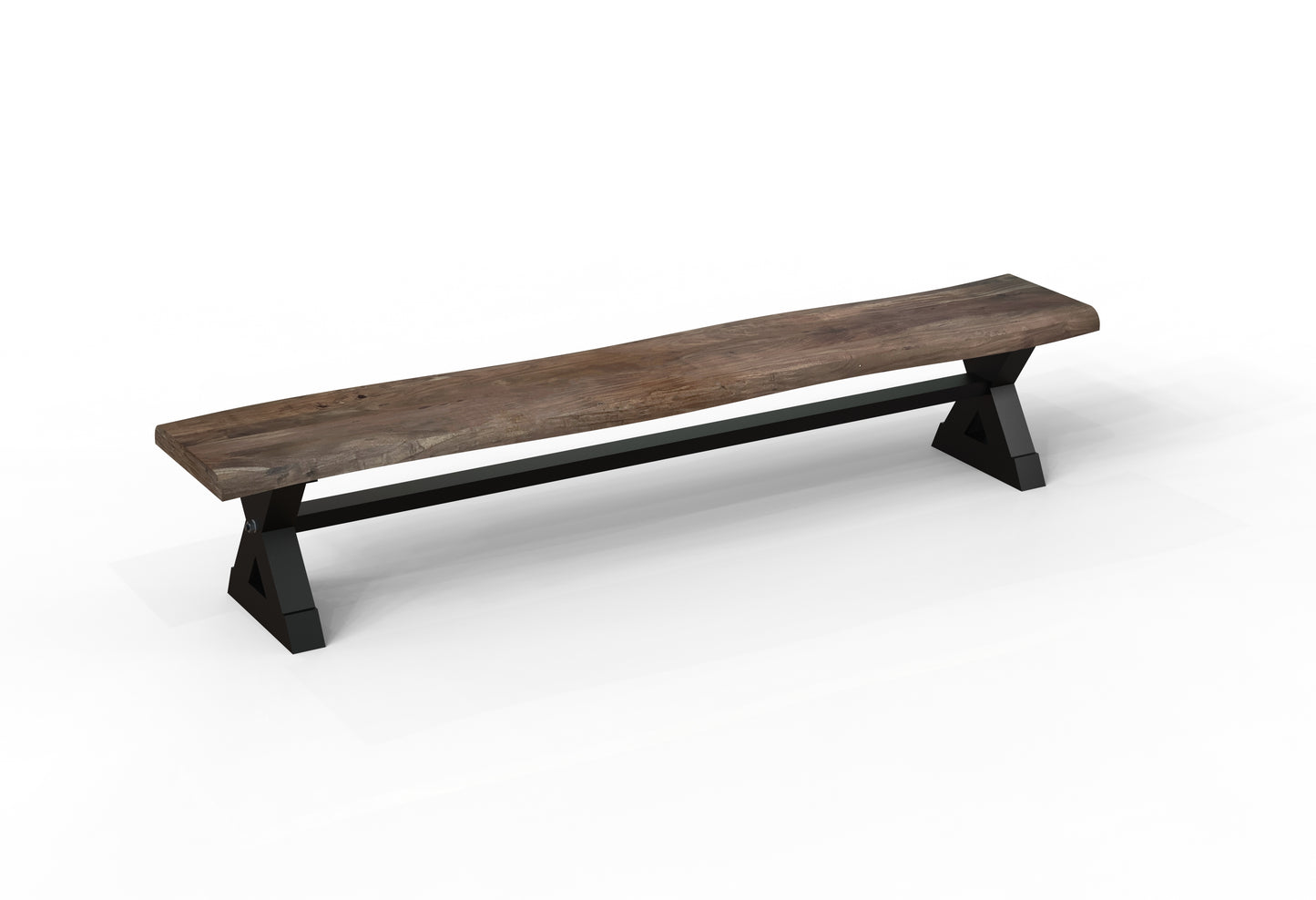Malcolm 96" Acacia Live Edge Dining Bench - Natural + Smoke