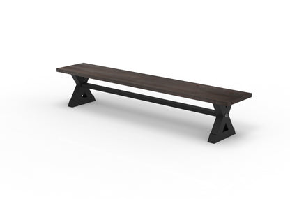 Wallace 96" Oak Dining Bench - Sandblasted Black