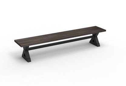 Wallace 96" Oak Dining Bench - Sandblasted Black