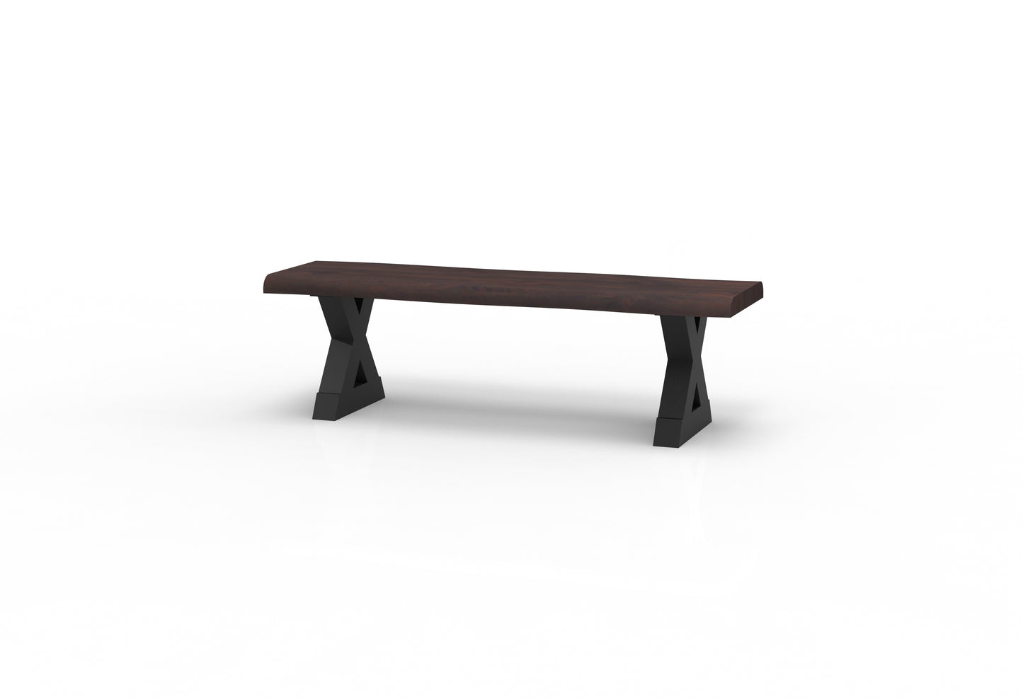 Bartholomew Teak Live Edge Dining Bench - Natural + Black