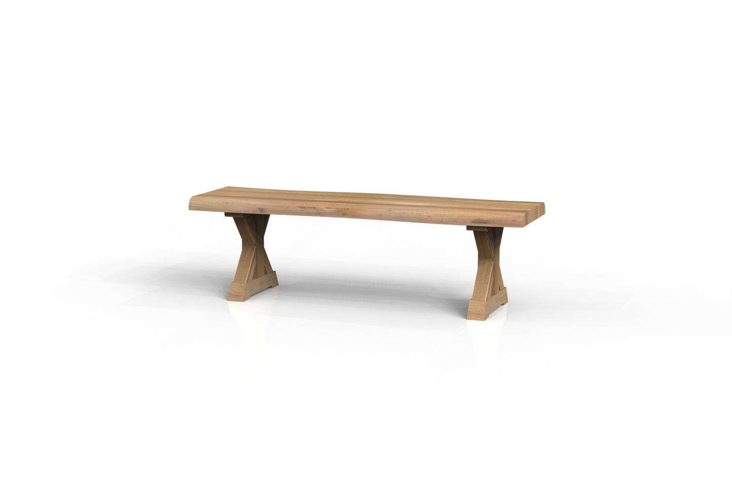 Malcolm 60" Acacia Live Edge Dining Bench - Natural + Gray