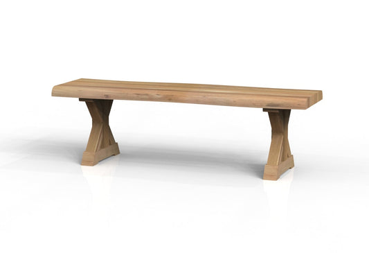 Malcolm Acacia 60″ Live Edge Dining Bench — Gray