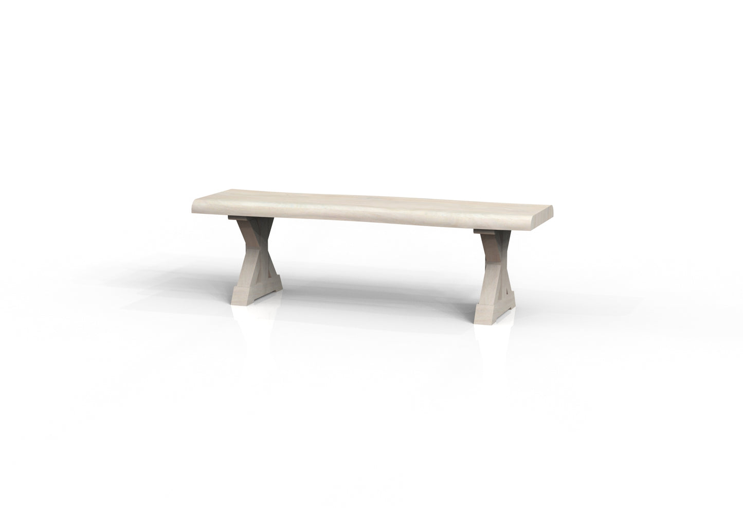 Malcolm 60" Acacia Live Edge Dining Bench - New White Wash