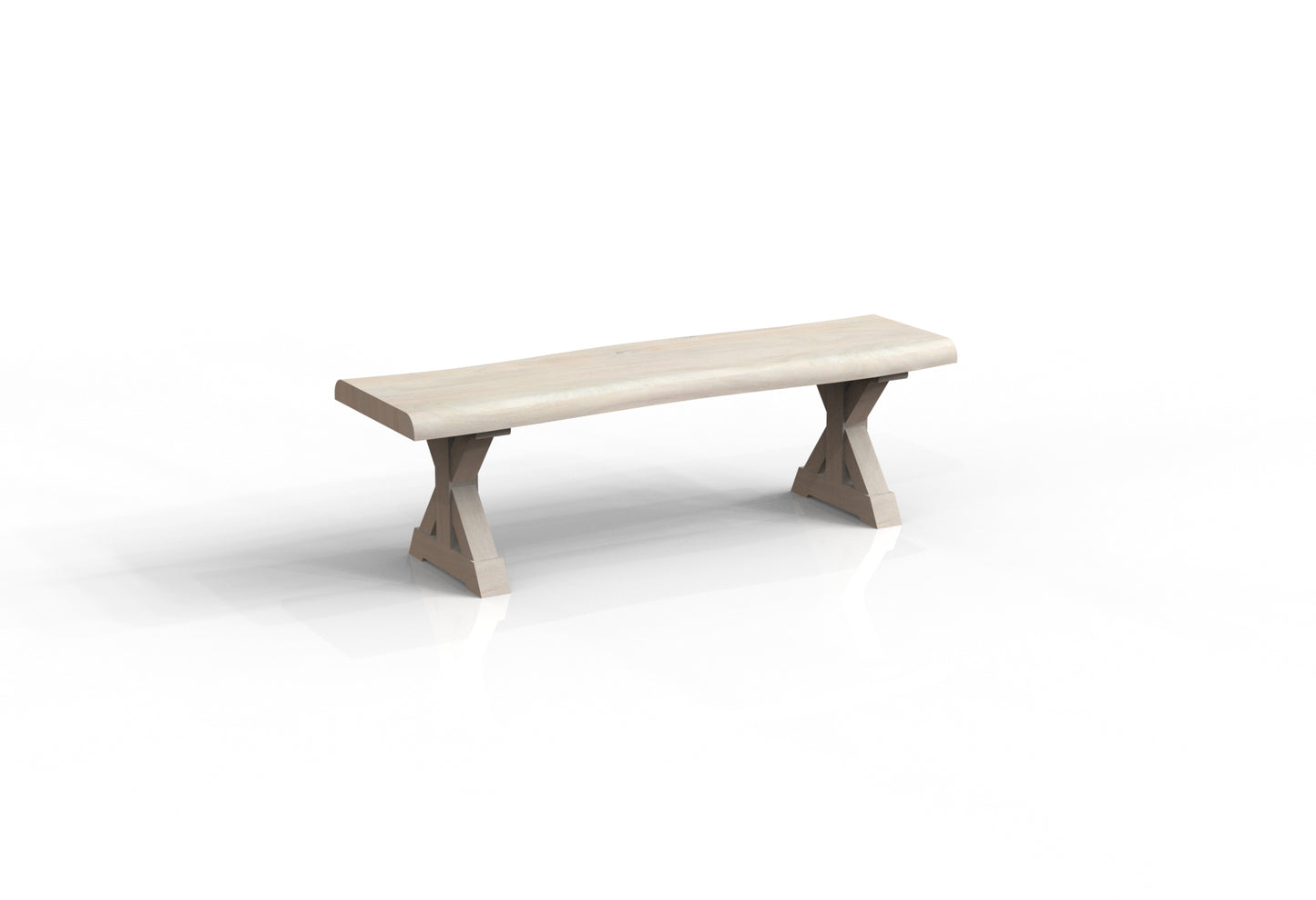 Malcolm 60" Acacia Live Edge Dining Bench - New White Wash