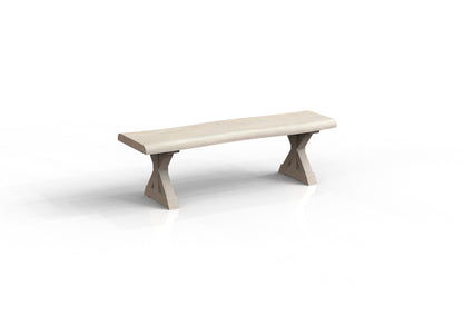 Malcolm 60" Acacia Live Edge Dining Bench - New White Wash