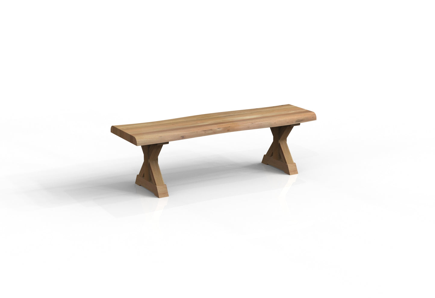 Malcolm 60" Acacia Live Edge Dining Bench - Natural + Gray