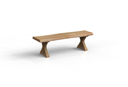 Malcolm 60" Acacia Live Edge Dining Bench - Natural + Gray