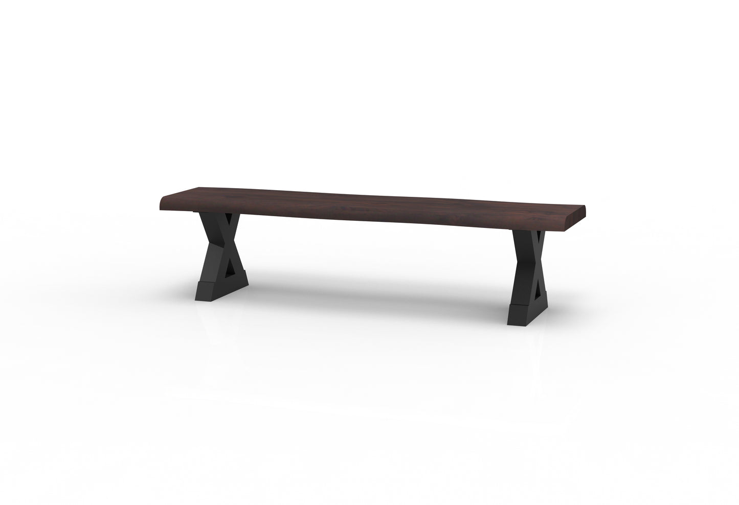 Bartholomew Teak Live Edge Dining Bench - Natural + Black