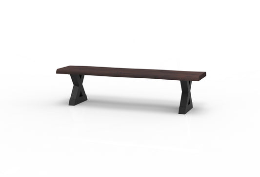 Bartholomew Teak Live Edge Dining Bench - Black