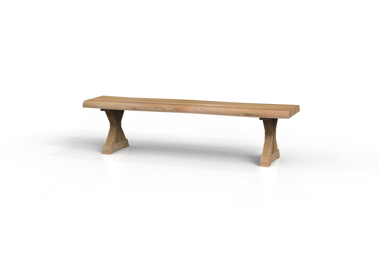 Malcolm 72" Acacia Live Edge Dining Bench - Natural + Gray