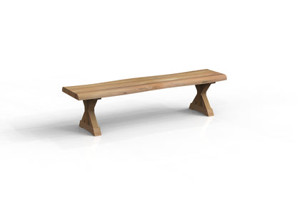 Malcolm 72" Acacia Live Edge Dining Bench - Natural + Gray
