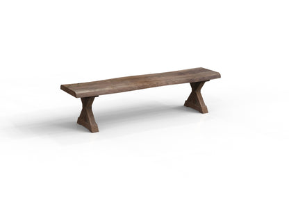 Malcolm 72" Acacia Live Edge Dining Bench - Natural + Smoke