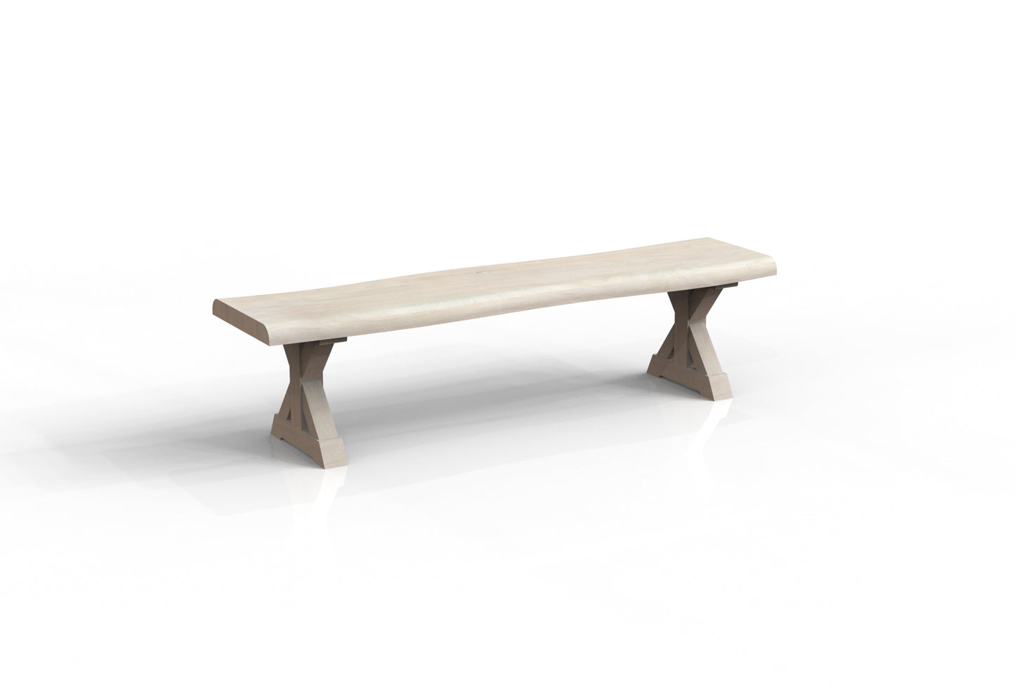 Malcolm 72" Acacia Live Edge Dining Bench - New White Wash