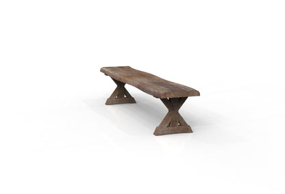 Malcolm 84" Acacia Live Edge Dining Bench - Natural + Smoke