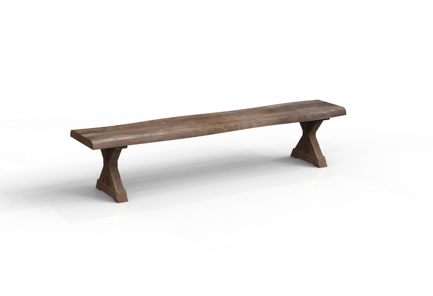 Malcolm 84" Acacia Live Edge Dining Bench - Natural + Smoke