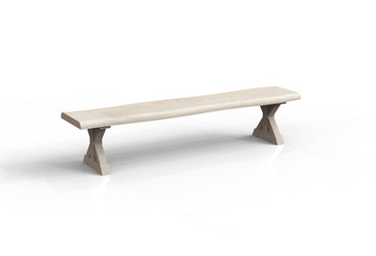 Malcolm 84" Acacia Live Edge Dining Bench - New White Wash