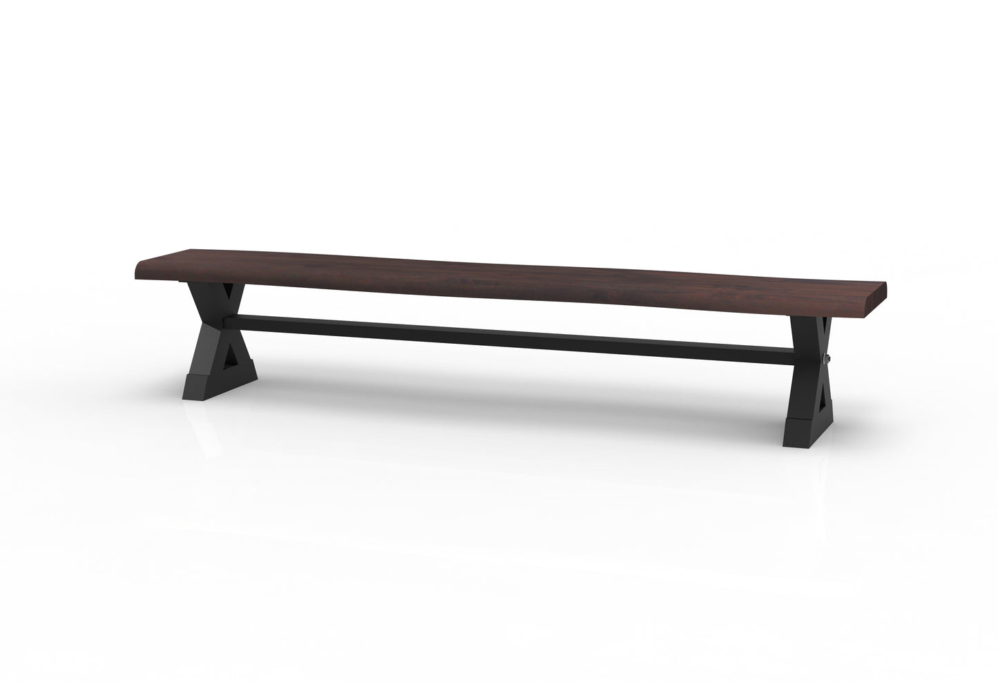 Bartholomew Teak Live Edge Dining Bench - Natural + Black