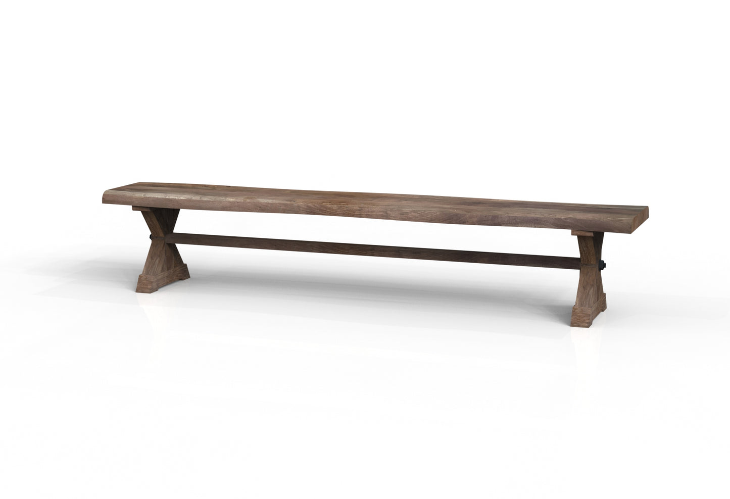Malcolm 96" Acacia Live Edge Dining Bench - Natural + Smoke