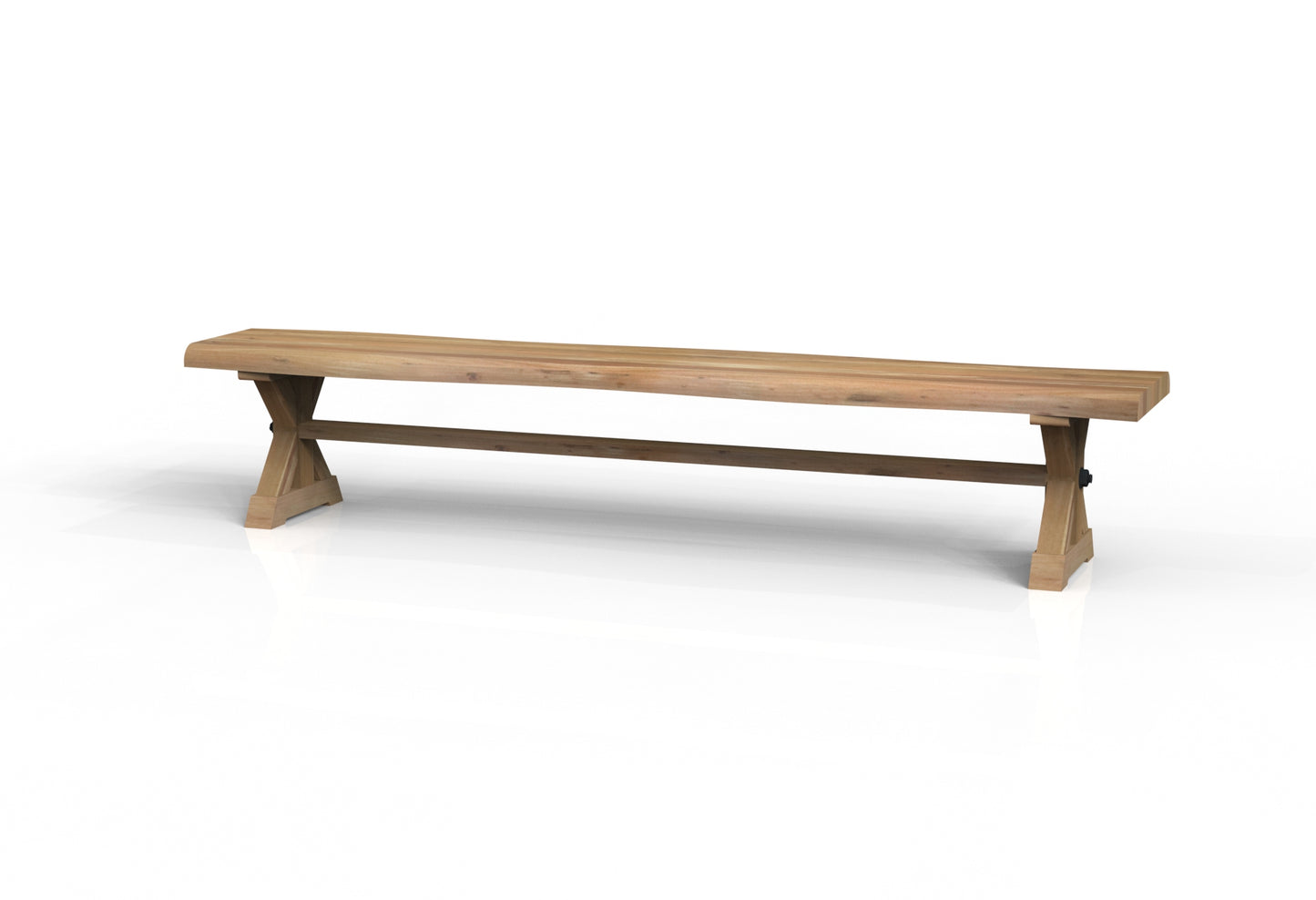 Malcolm 96" Acacia Live Edge Dining Bench - Natural + Gray