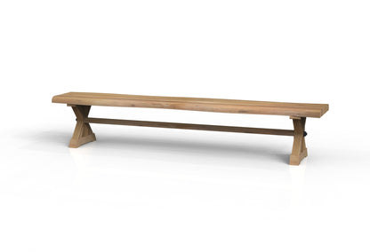 Malcolm 96" Acacia Live Edge Dining Bench - Natural + Gray