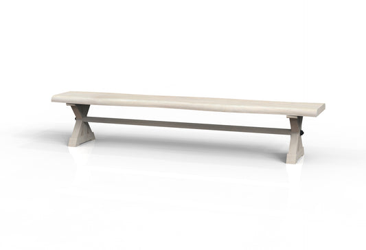 Malcolm Acacia 96″ Live Edge Dining Bench — White Wash