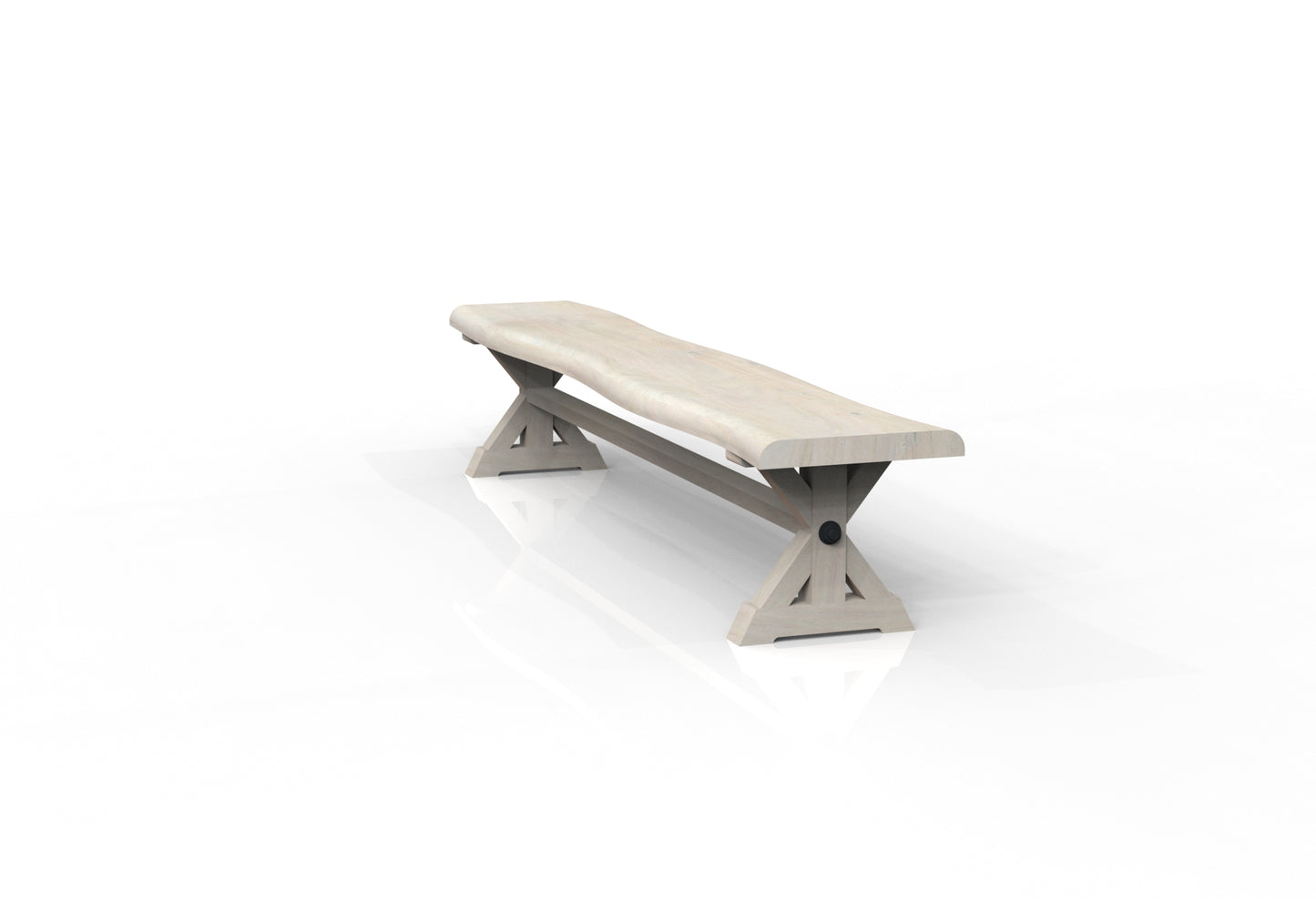 Malcolm 84" Acacia Live Edge Dining Bench - New White Wash
