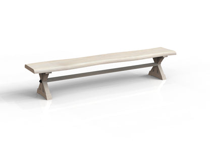 Malcolm 96" Acacia Live Edge Dining Bench - New White Wash