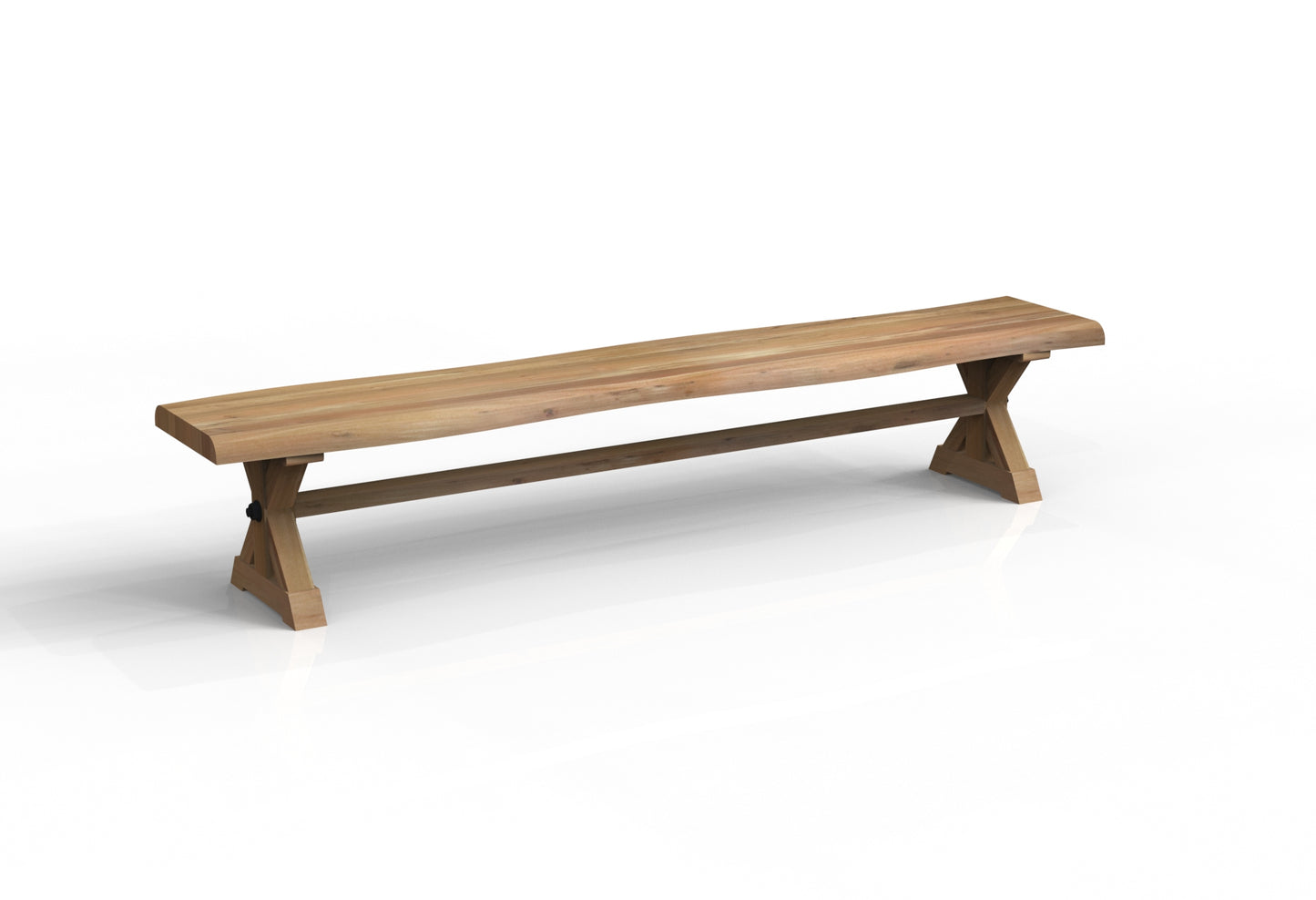 Malcolm 96" Acacia Live Edge Dining Bench - Natural + Gray