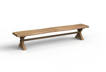 Malcolm 96" Acacia Live Edge Dining Bench - Natural + Gray