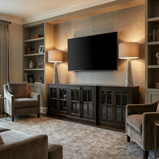 Billings 100" Breakfront 6 Door Sideboard - Natural + Black