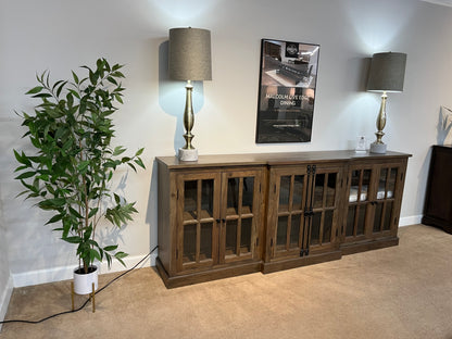 Billings 100" Breakfront 6 Door Sideboard - Natural + Smoke