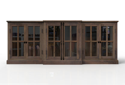 Billings 100" Breakfront 6 Door Sideboard - Natural + Smoke