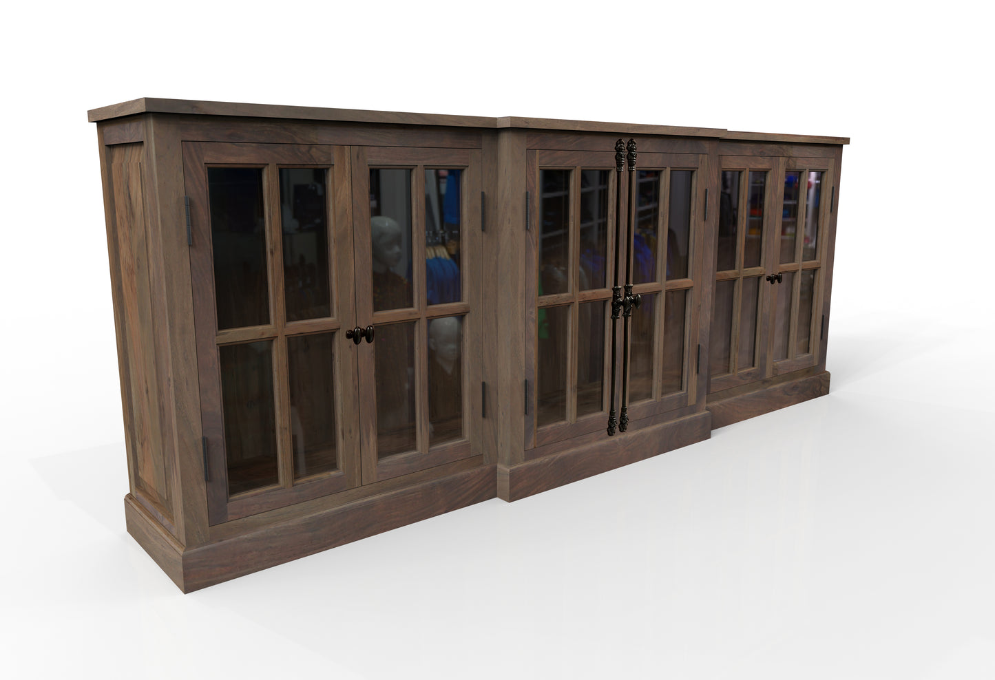 Billings 100" Breakfront 6 Door Sideboard - Natural + Smoke