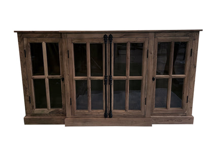Billings 72" Acacia Breakfront 4 Door Sideboard - Natural + Smoke