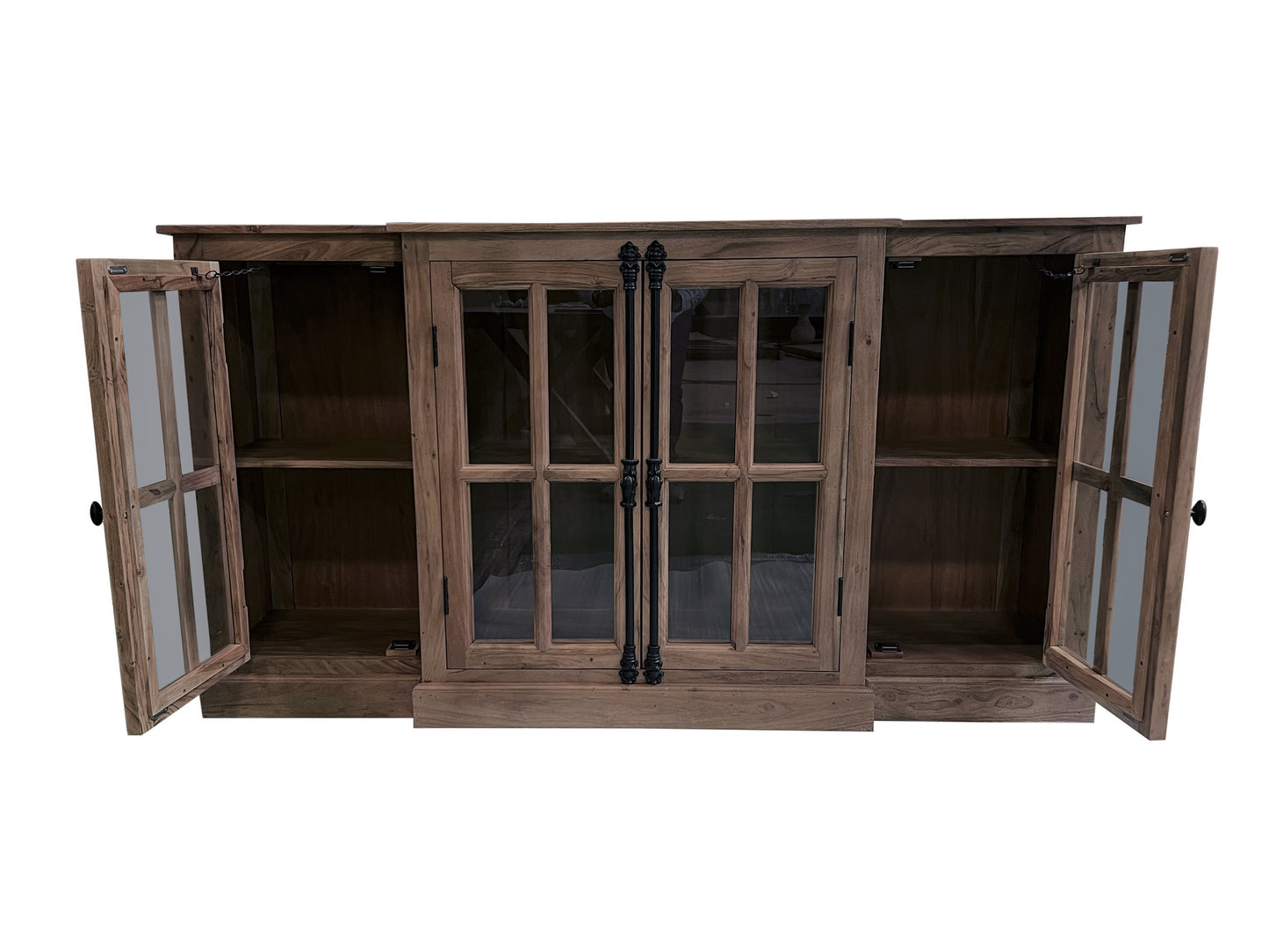 Billings 72" Acacia Breakfront 4 Door Sideboard - Natural + Smoke