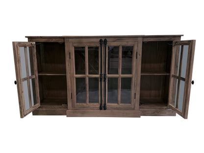 Billings 72" Acacia Breakfront 4 Door Sideboard - Natural + Smoke