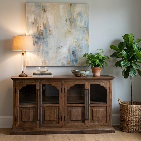 Bradshaw 76" 4 Door Sideboard - Natural + Smoke