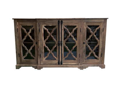 Charlene 72" Acacia 4 Door Breakfront Sideboard - Natural + Smoke